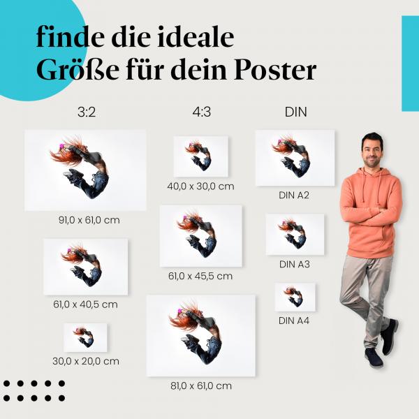 Tänzerin mit roten Haaren Poster: Dynamischer Sprung - jetzt bestellen!